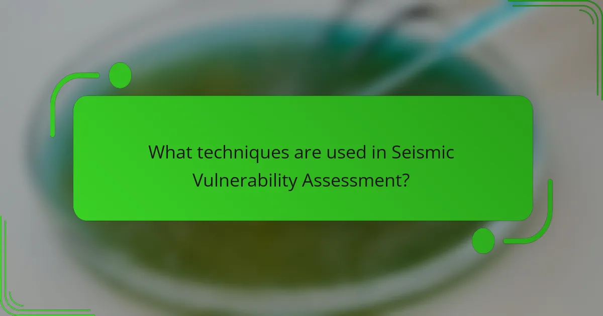 What techniques are used in Seismic Vulnerability Assessment?
